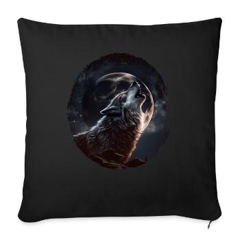 Wölfe Silhouette Naturschutz Tierschutz Wolf - Sofakissenbezug 45 x 45 cm - Schwarz - Vorne