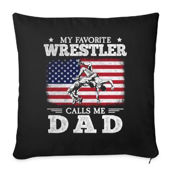 Mon lutteur préféré m’appelle papa drapeau américain - Housse de coussin décorative 45 x 45 cm - noir - Devant