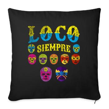 Luchador Masks Loco Siempre - Sofa pillowcase 17,3'' x 17,3'' (45 x 45 cm) - black - Front