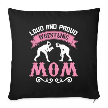 Lutteuse Mama Loud & Proud Wrestling Mom - Housse de coussin décorative 45 x 45 cm - noir - Devant