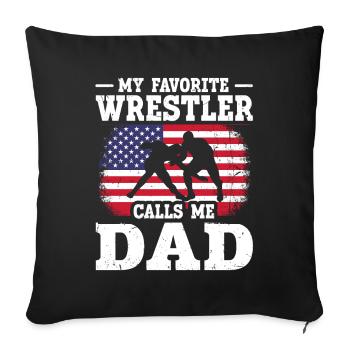 Mon lutteur préféré m’appelle papa drapeau américain - Housse de coussin décorative 45 x 45 cm - noir - Devant