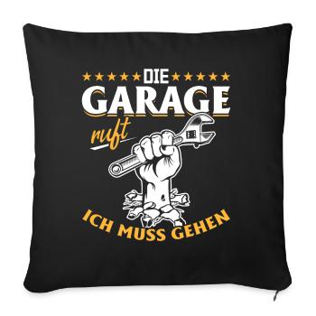 Garage ruft KFZ Mechaniker Oldtimer Bastler Tuning - Sofakissenbezug 45 x 45 cm - Schwarz - Vorne