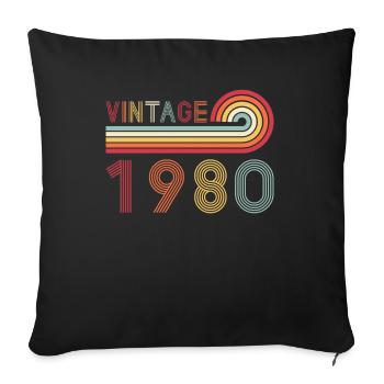 Drôle de vintage né en 1980 anniversaire - Housse de coussin décorative 45 x 45 cm - noir - Devant
