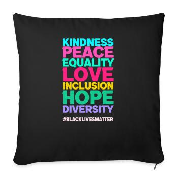 Human Rights Peace Love Inclusion - Sofa pillowcase 17,3'' x 17,3'' (45 x 45 cm) - black - Front