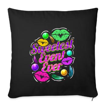 Logo Sweetest Event Ever, Kiss Mouth, Beads For - Housse de coussin décorative 45 x 45 cm - noir - Devant