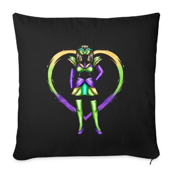 Costume de femme avec masque pour Mardi Gras - Housse de coussin décorative 45 x 45 cm - noir - Devant