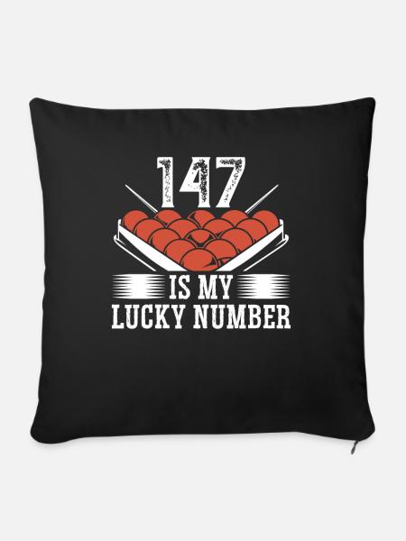 Snooker 147 Lucky Number Billard 8 Ball Pool - Sofakissenbezug 45 x 45 cm - Schwarz