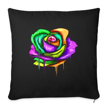 Painted And Colored Rose For Mardi Gras - Sofa pillowcase 17,3'' x 17,3'' (45 x 45 cm) - black - Front