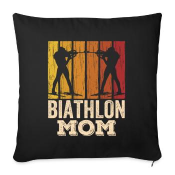 Biathlon Maman Biathlète Biathlète Biathlète Biathlons Sport - Housse de coussin décorative 45 x 45 cm - noir - Devant
