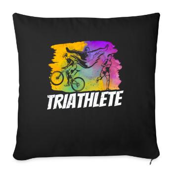 Triathlète Triathlète Triathlons Sport Triathlon - Housse de coussin décorative 45 x 45 cm - noir - Devant