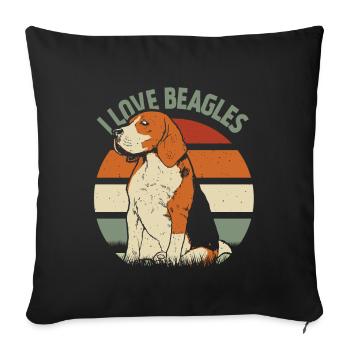 I Love Beagles Lover Beagle Puppy Dog - Sofa pillowcase 17,3'' x 17,3'' (45 x 45 cm) - black - Front