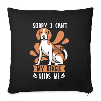 Kann Nicht Mein Beagle Braucht Mich Beagles Hund - Sofakissenbezug 45 x 45 cm - Schwarz - Vorne