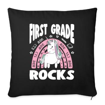 First Grade Rocks Unicorn School Starters Gift - Sofakissenbezug 45 x 45 cm - Schwarz - Vorne
