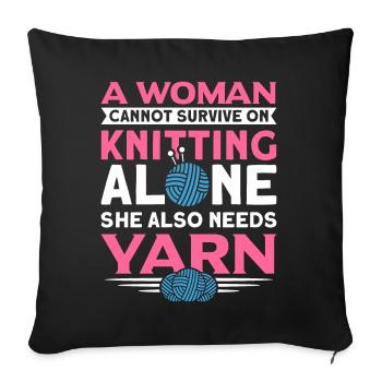 Handarbeit Stricken lustiger Strick Spruch - Sofakissenbezug 45 x 45 cm - Schwarz - Vorne