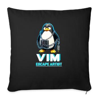 Funny for Linux Admins VIM Escape Artist Tux - Sofakissenbezug 45 x 45 cm - Schwarz - Vorne