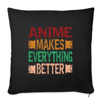 L’anime rend tout meilleur Anime Fille introvertie - Housse de coussin décorative 45 x 45 cm - noir - Devant