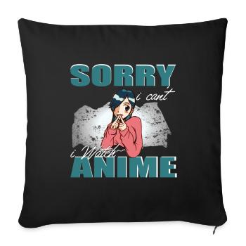 Désolé, je ne peux pas regarder Anime Introvert Girl Japan - Housse de coussin décorative 45 x 45 cm - noir - Devant