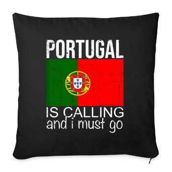 Portugal - Housse de coussin décorative 45 x 45 cm - noir - Devant