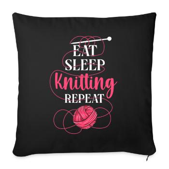 Knitting Knitter Eat Sleep - Sofakissenbezug 45 x 45 cm - Schwarz - Vorne