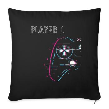Couple de joueurs - Joueur 1 Joueur 2 - Joueur - Housse de coussin décorative 45 x 45 cm - noir - Devant
