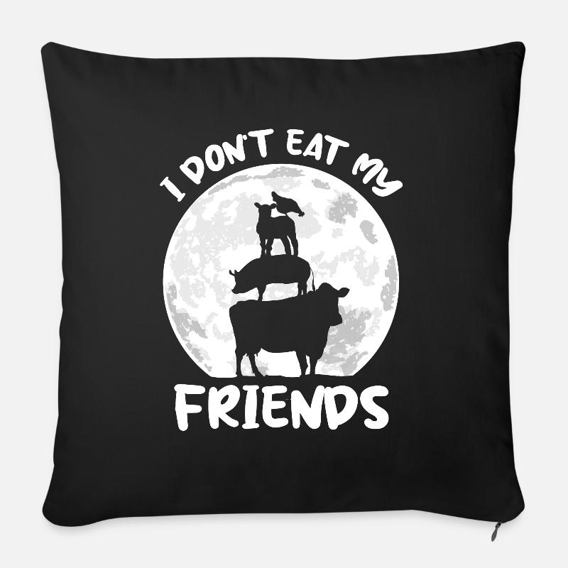 Cadeau végétarien végétalien végétarien - Housse de coussin décorative 45 x 45 cm - noir