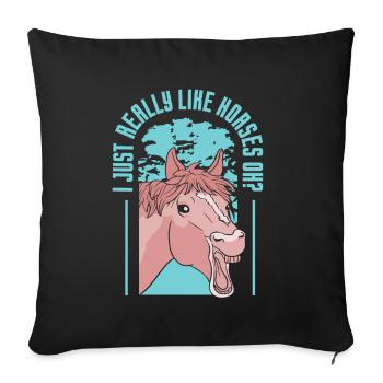 J’aime beaucoup les chevaux qui montent à cheval - Housse de coussin décorative 45 x 45 cm - noir - Devant