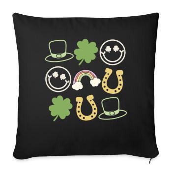 Retro St Patricks Day Femmes Shamrock Vintage St - Housse de coussin décorative 45 x 45 cm - noir - Devant