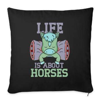 La vie se compose de chevaux d’équitation - Housse de coussin décorative 45 x 45 cm - noir - Devant