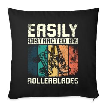 Facilement distrait par les patins à roues alignées - Housse de coussin décorative 45 x 45 cm - noir - Devant
