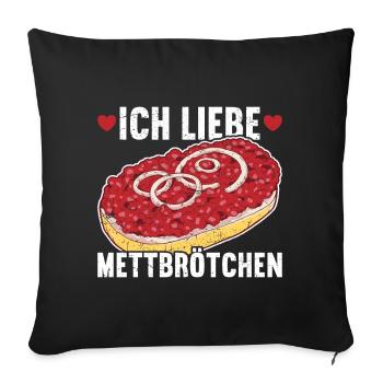 Mettbrötchen Mett Mettigel - Sofakissenbezug 45 x 45 cm - Schwarz - Vorne