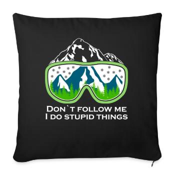 Ski Snowboard Skibrille Berge - Sofakissenbezug 45 x 45 cm - Schwarz - Vorne