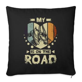 My heart is on the road - Sofa pillowcase 17,3'' x 17,3'' (45 x 45 cm) - black - Front
