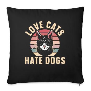 Amour Chats Chiens Déteste Chiens Amants Chat Pet - Housse de coussin décorative 45 x 45 cm - noir - Devant