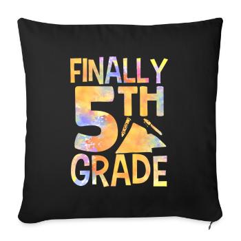Enfin 5 classes École cinquième année cinquième année - Housse de coussin décorative 45 x 45 cm - noir - Devant