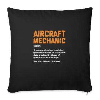 Mécanicien d’aéronefs - Housse de coussin décorative 45 x 45 cm - noir - Devant