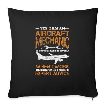 Flugzeugmechaniker Luftfahrt Flugzeug Geschenk - Sofakissenbezug 45 x 45 cm - Schwarz - Vorne