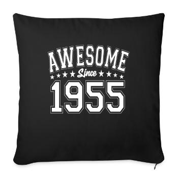 Génial depuis 1955 Anniversaire 1955 Millésime 1955 - Housse de coussin décorative 45 x 45 cm - noir - Devant