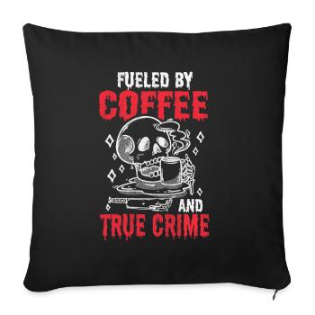 Je cours sur le café et le vrai crime - Housse de coussin décorative 45 x 45 cm - noir - Devant