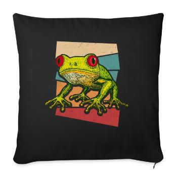 Grenouille Rainette aux yeux rouges Mignonne Grenouilles Cadeau - Housse de coussin décorative 45 x 45 cm - noir - Devant