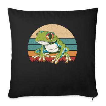 Grenouille aux yeux rouges Rainette Grenouilles Cadeau - Housse de coussin décorative 45 x 45 cm - noir - Devant