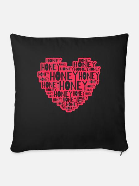 Honey Herz - Sofakissenbezug 45 x 45 cm - Schwarz