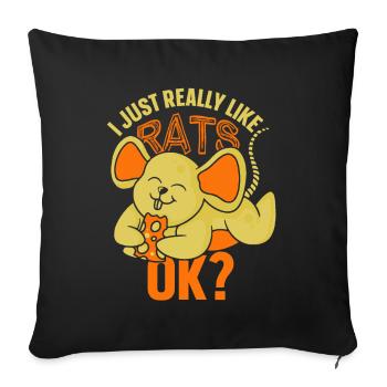 J’aime juste les rats très animal rat mignon - Housse de coussin décorative 45 x 45 cm - noir - Devant