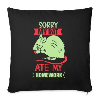 My rat ate my homework animal - Sofa pillowcase 17,3'' x 17,3'' (45 x 45 cm) - black - Front