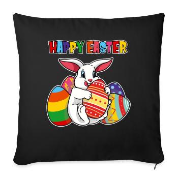 Happy Easter Egg Hunt Happy Easter - Sofa pillowcase 17,3'' x 17,3'' (45 x 45 cm) - black - Front
