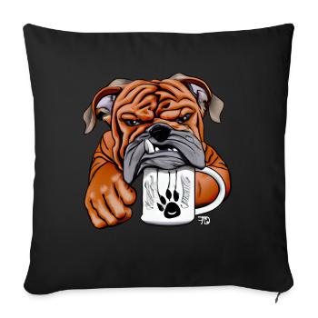 Sleepy Bulldog with Cup of Morning Grouch - Sofa pillowcase 17,3'' x 17,3'' (45 x 45 cm) - black - Front