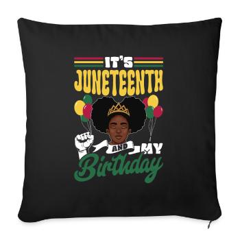 C’est Juneteenth et mon anniversaire noir 1865 - Housse de coussin décorative 45 x 45 cm - noir - Devant