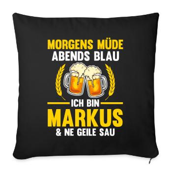 Markus - Sofakissenbezug 45 x 45 cm - Schwarz - Vorne