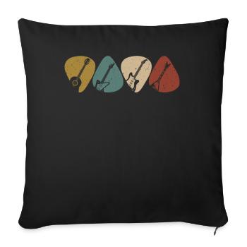 Guitare Vintage Guitariste Rock Music Band - Housse de coussin décorative 45 x 45 cm - noir - Devant