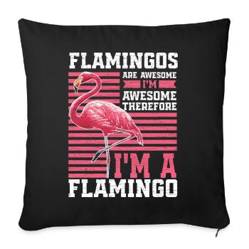Flamingo Geschenkidee - Sofakissenbezug 45 x 45 cm - Schwarz - Vorne
