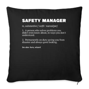 Safety Manager Safety Officer - Sofa pillowcase 17,3'' x 17,3'' (45 x 45 cm) - black - Front